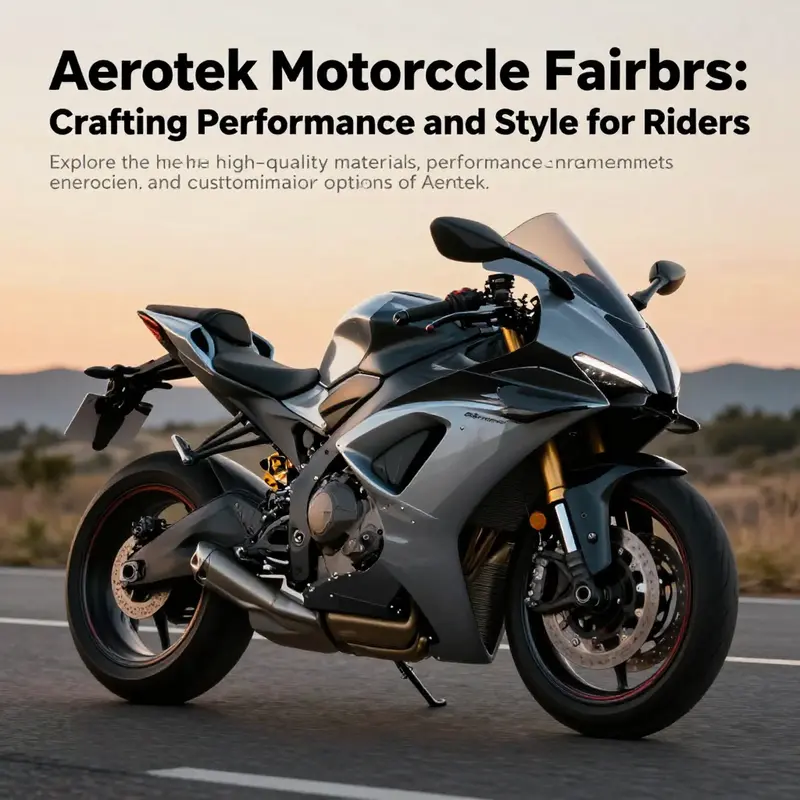 High-performance motorcycle with Aerotek fairings captured during sunset, showcasing its stylish and aerodynamic design.
