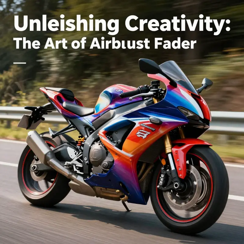 Motorcycle speeding on a scenic road, showcasing a custom airbrushed fairing that pops with color and detail.