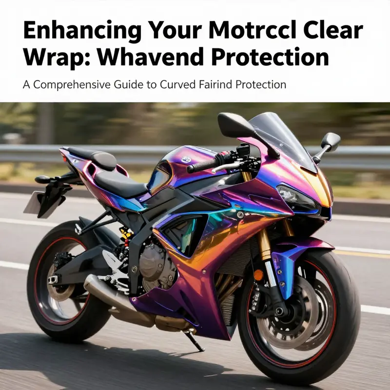 A motorcycle with a clear wrap fairing shines under sunlight while cruising, emphasizing the protective and aesthetic benefits.