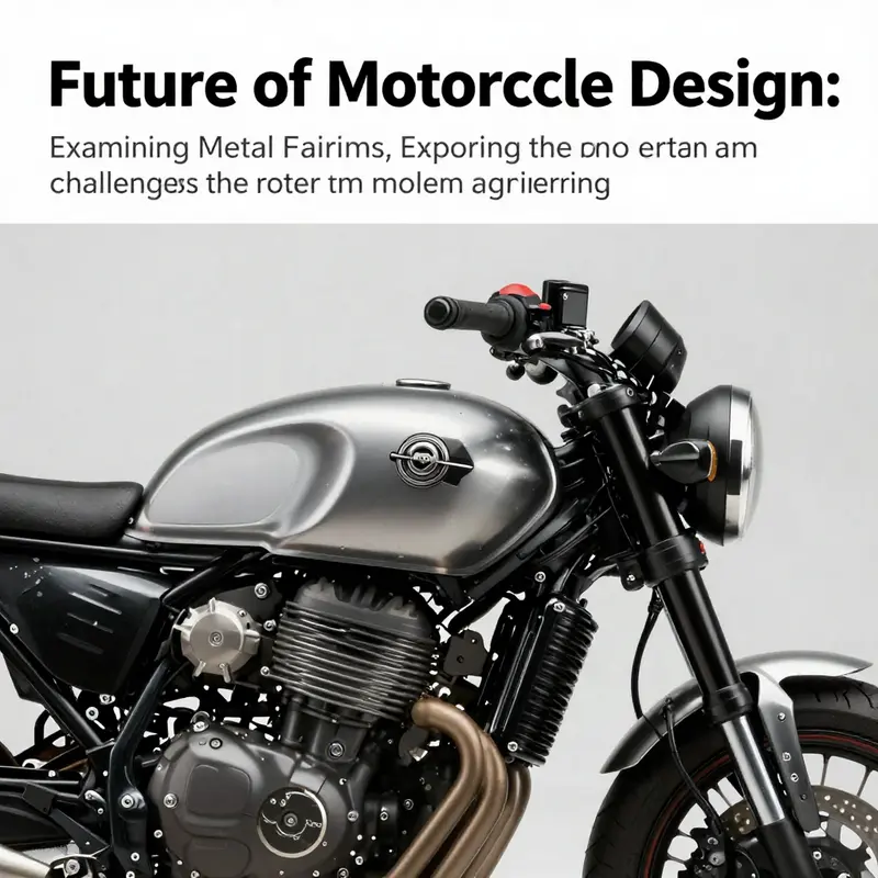 An artistic view of a motorcycle highlighting intricate metal fairings in a studio setting.