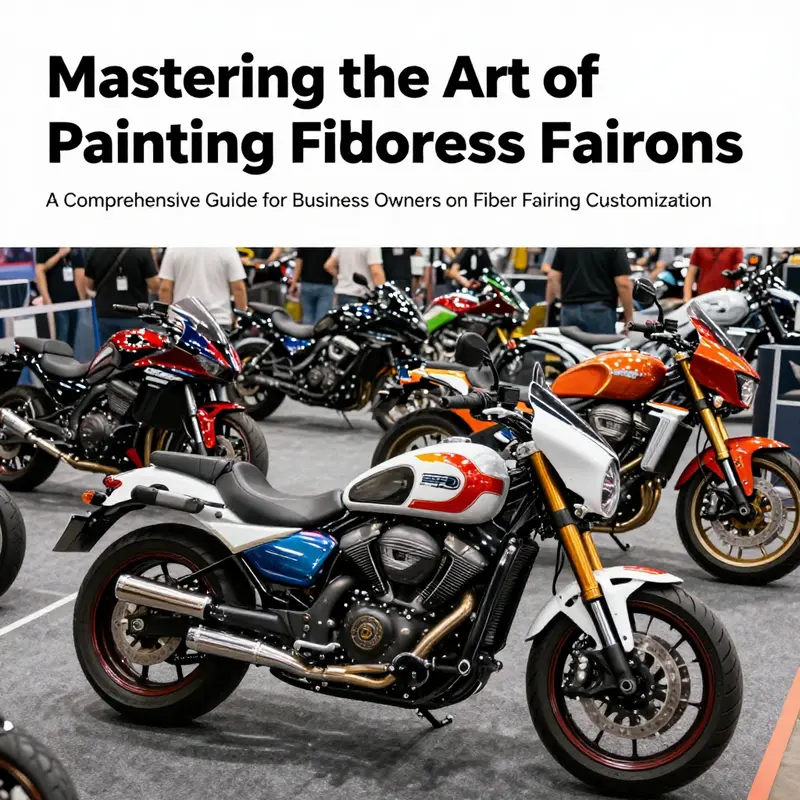 Panoramic view of various motorcycles displaying custom-painted fiberglass fairings at a motorcycle event.