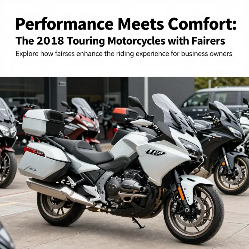Outdoor showroom displaying diverse 2018 touring motorcycles featuring sleek fairings.