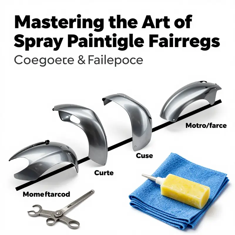 Essential tools and a clean workspace for preparing motorcycle fairings for spray painting.