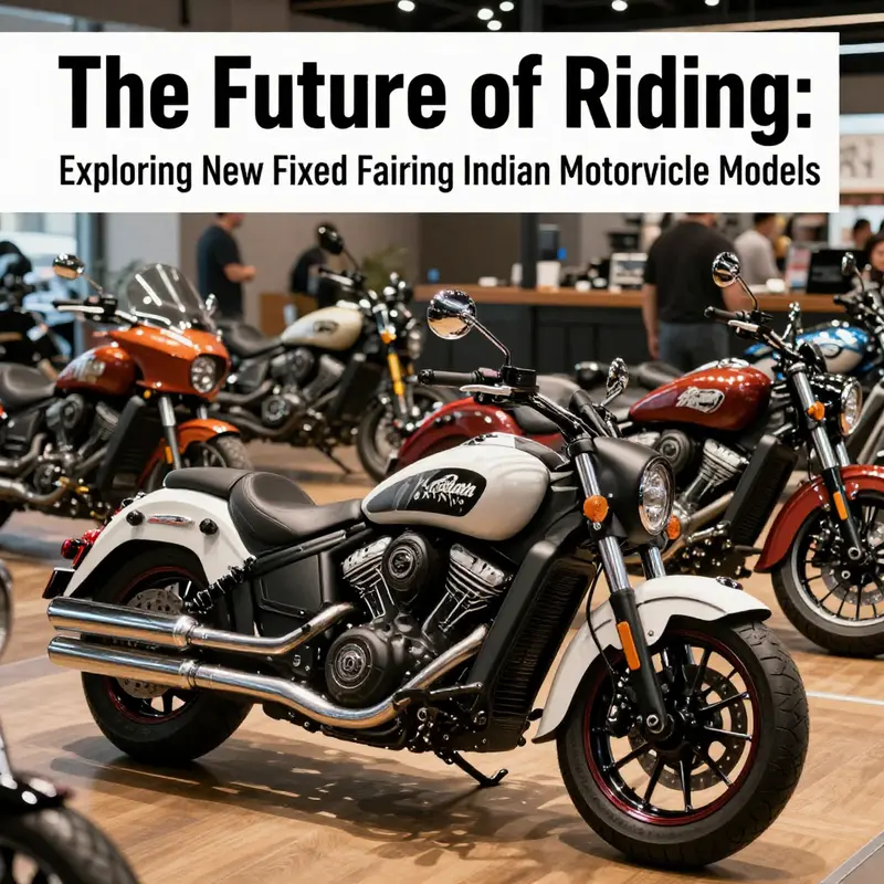 Showroom showcasing the state of new fixed fairing Indian motorcycles.