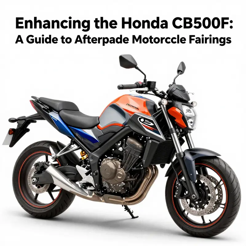 Various motorcycle fairings showcasing different materials relevant to the Honda CB500F.