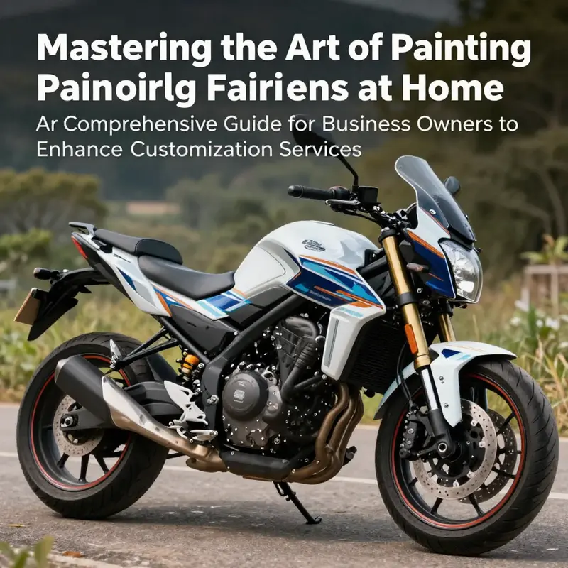 A beautifully customized motorcycle with unique fairings on display outdoors, representing the art of painting motorcycle fairings.
