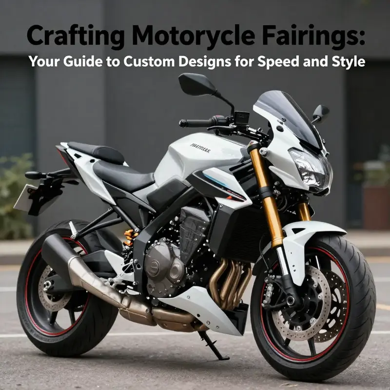 A custom motorcycle with expertly crafted fairings displayed in an attractive outdoor environment.