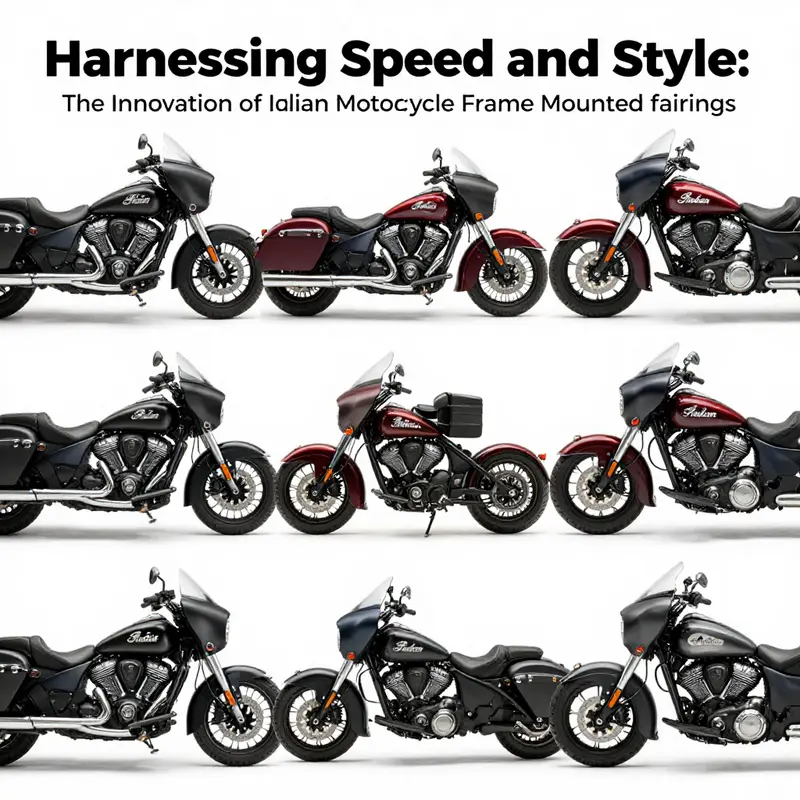 Sleek design of an Indian Motorcycle frame-mounted fairing highlighting aerodynamic features.