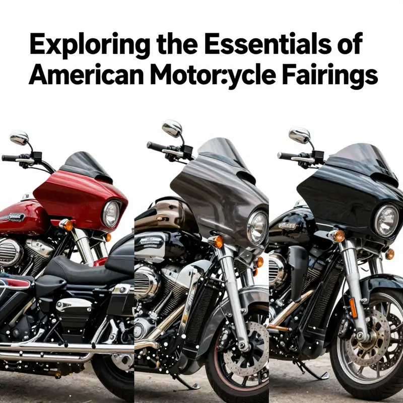 Different types of American motorcycle fairings displayed on various models.