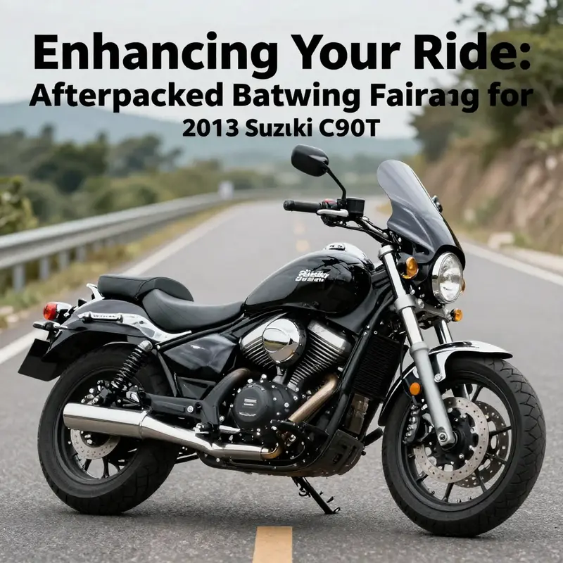 Customized 2013 Suzuki Boulevard C90T motorcycle with a batwing fairing, showcased on a scenic road.
