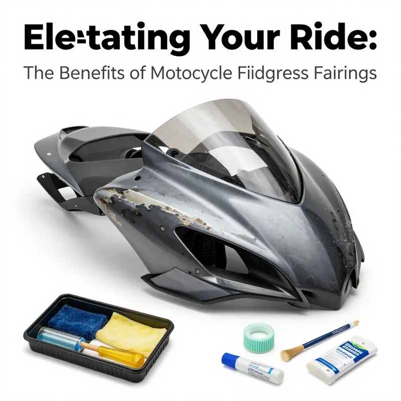 A close-up view of the fiberglass layering process used in motorcycle fairings.