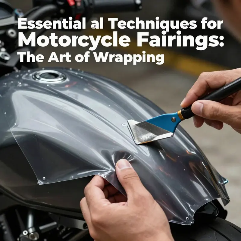 Expert techniques in action for wrapping motorcycle fairings, highlighting careful application and precision.