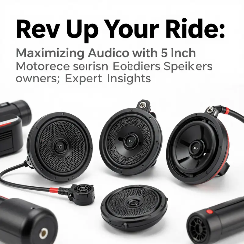 A collection of high-quality 5 inch motorcycle fairing speakers displayed with motorcycle accessories.