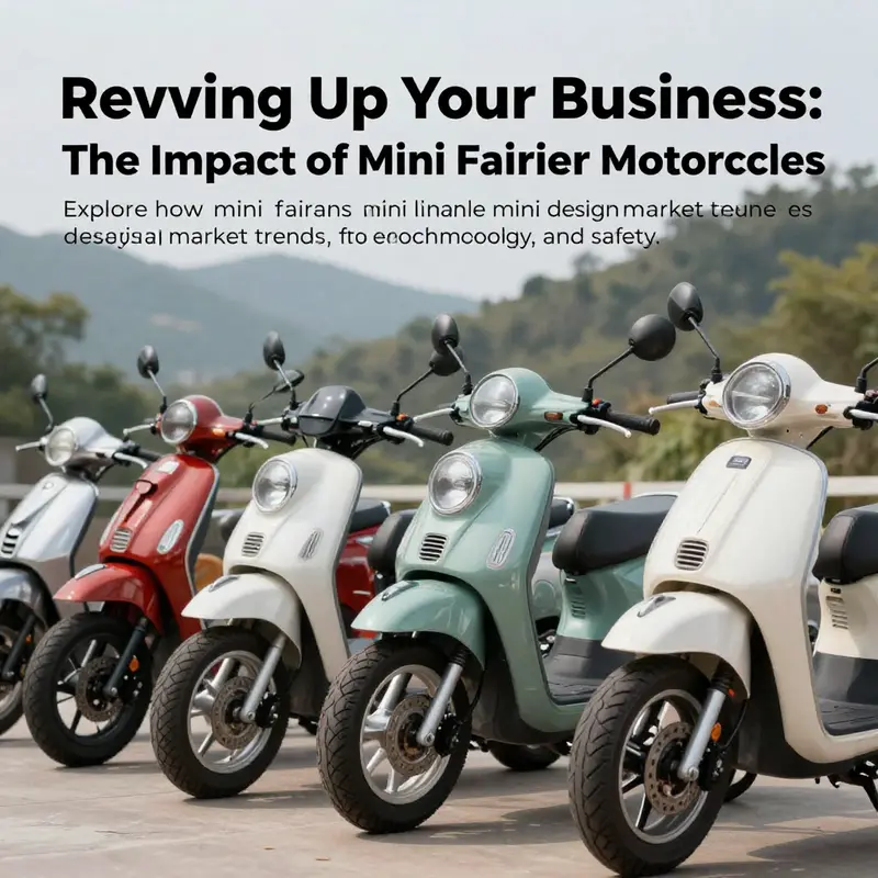 A collection of mini motorcycles adorned with various mini fairings, displaying their stylish and modern designs in an idyllic setting.