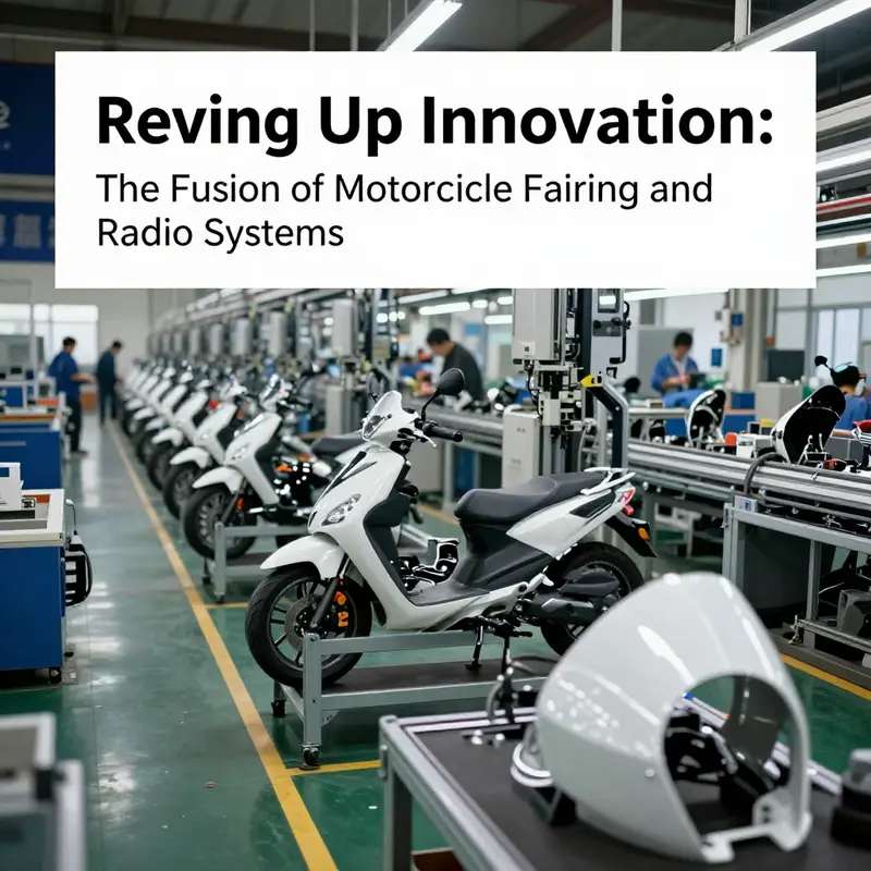 A modern motorcycle featuring an integrated radio system within its aerodynamic fairing, enhancing both aesthetics and functionality.