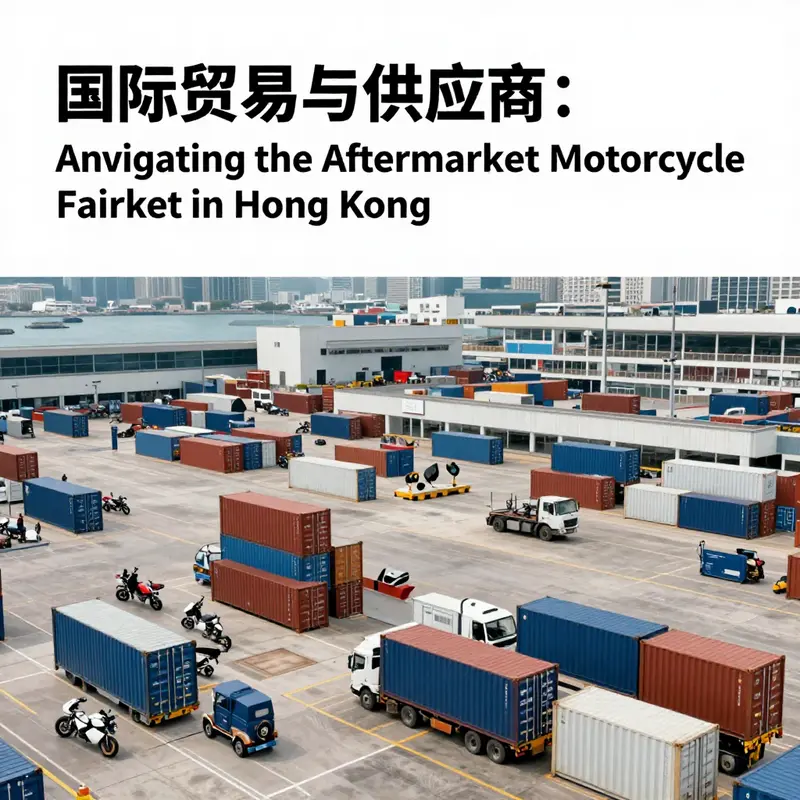 Vibrant marketplace in Hong Kong specializing in motorcycle fairings.