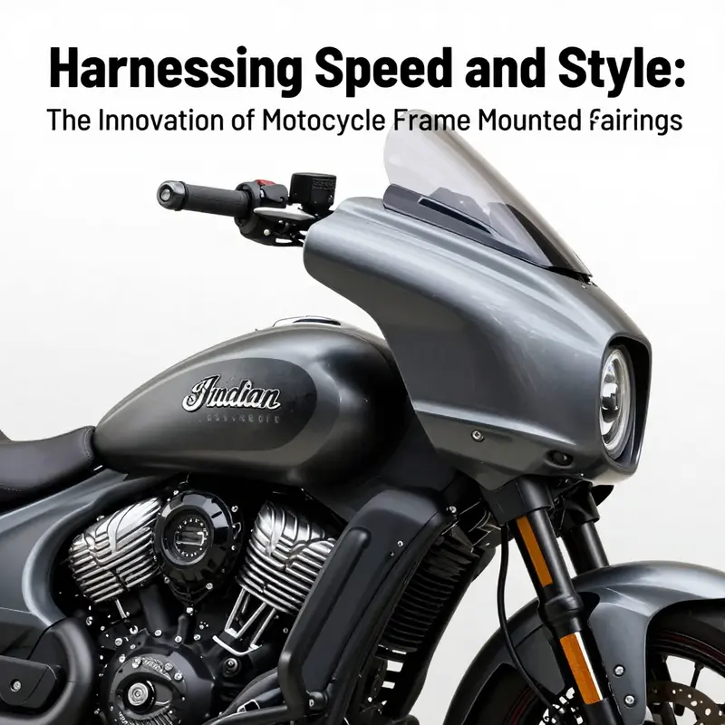Sleek design of an Indian Motorcycle frame-mounted fairing highlighting aerodynamic features.