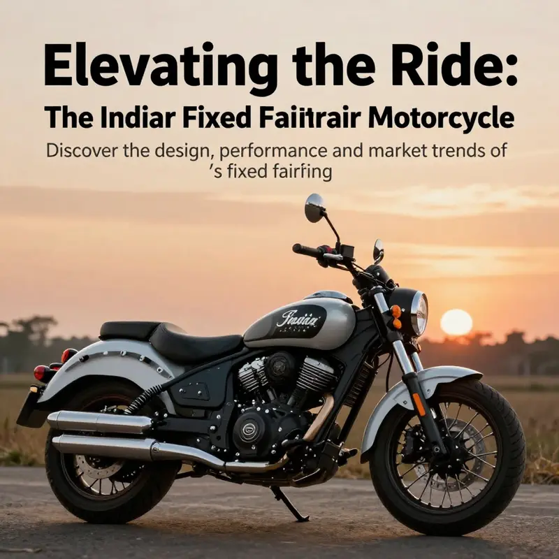 An Indian motorcycle in profile with a fixed fairing, silhouetted by a vibrant sunset.