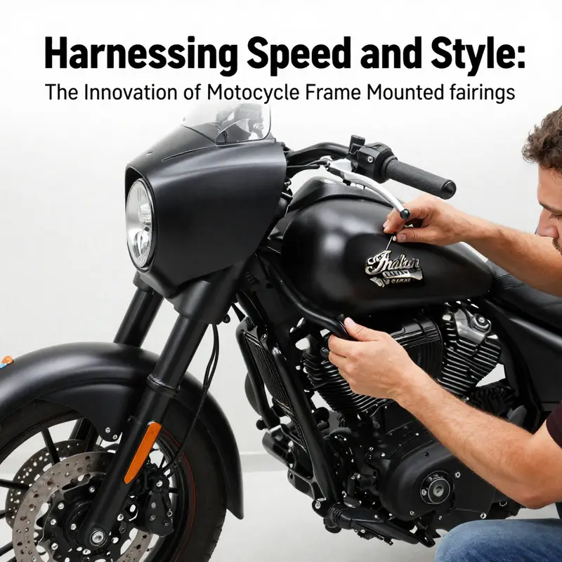 Sleek design of an Indian Motorcycle frame-mounted fairing highlighting aerodynamic features.