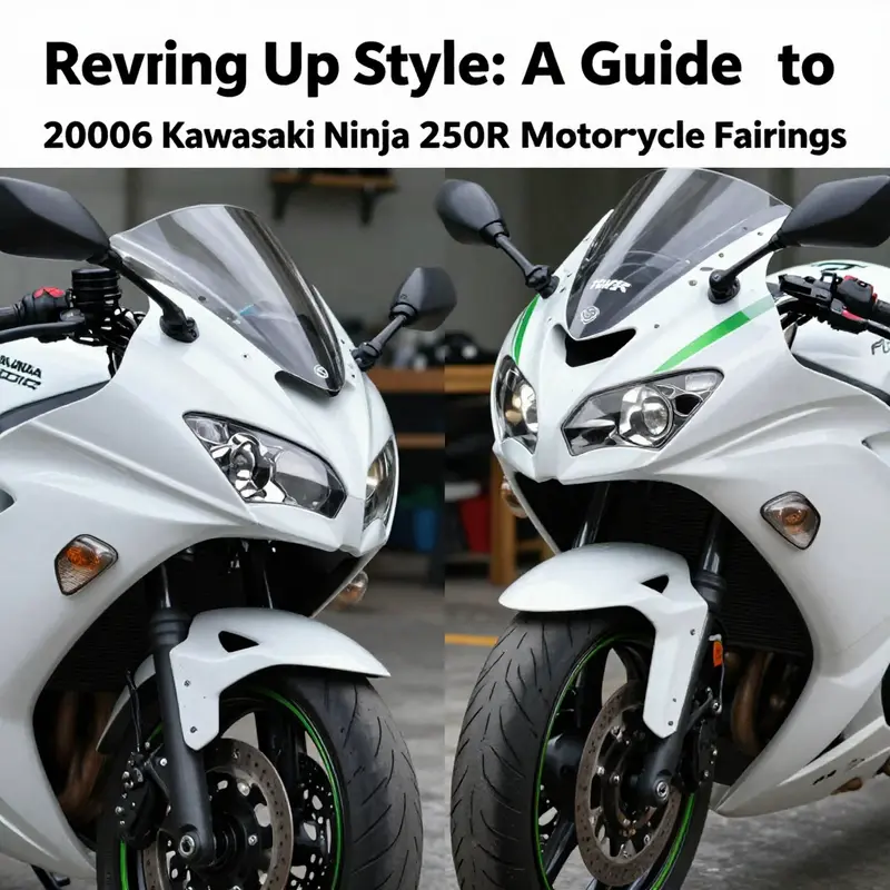 An array of fairings for the 2006 Kawasaki Ninja 250R representing both OEM and aftermarket styles.