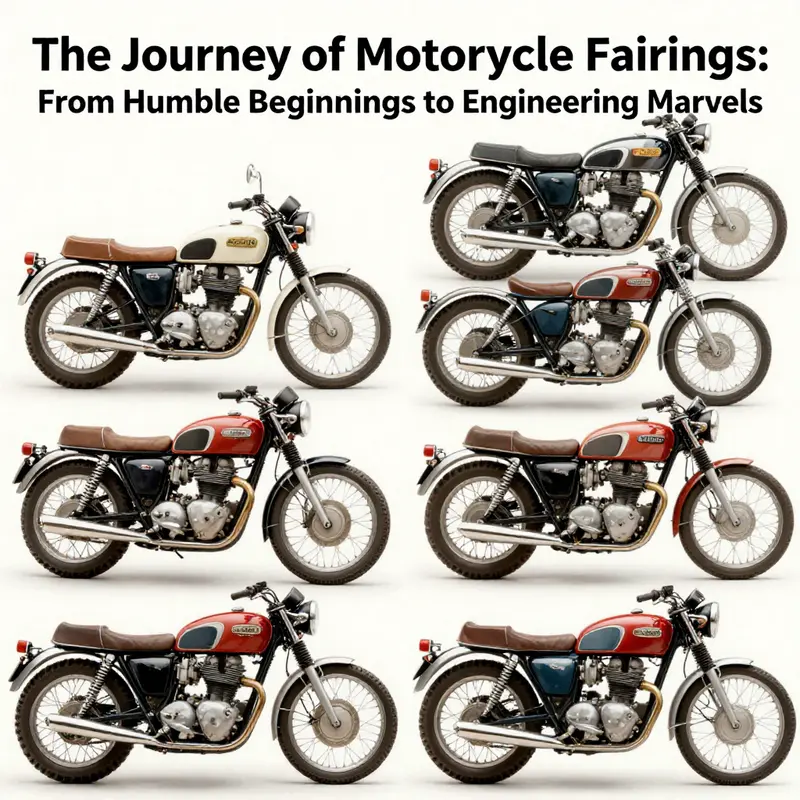 Early 20th-century motorcycles featuring rudimentary fairings.