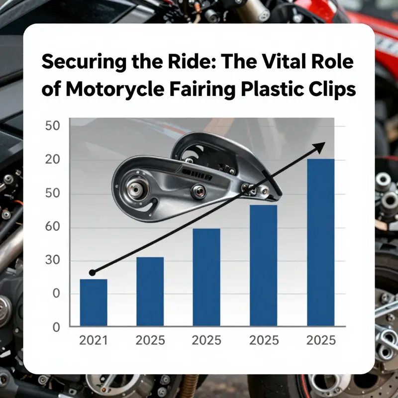Close-up of motorcycle fairing plastic clips securely fastening panels.
