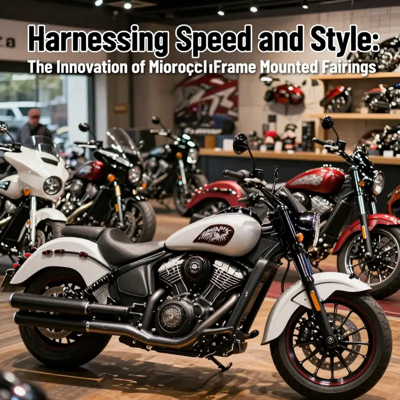 Sleek design of an Indian Motorcycle frame-mounted fairing highlighting aerodynamic features.