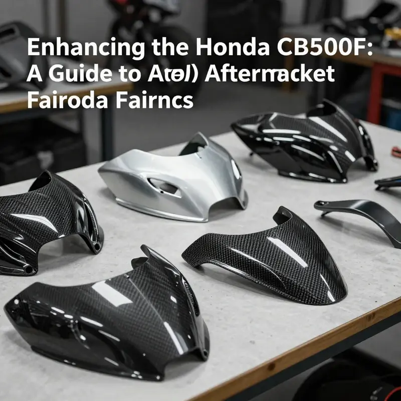 Various motorcycle fairings showcasing different materials relevant to the Honda CB500F.