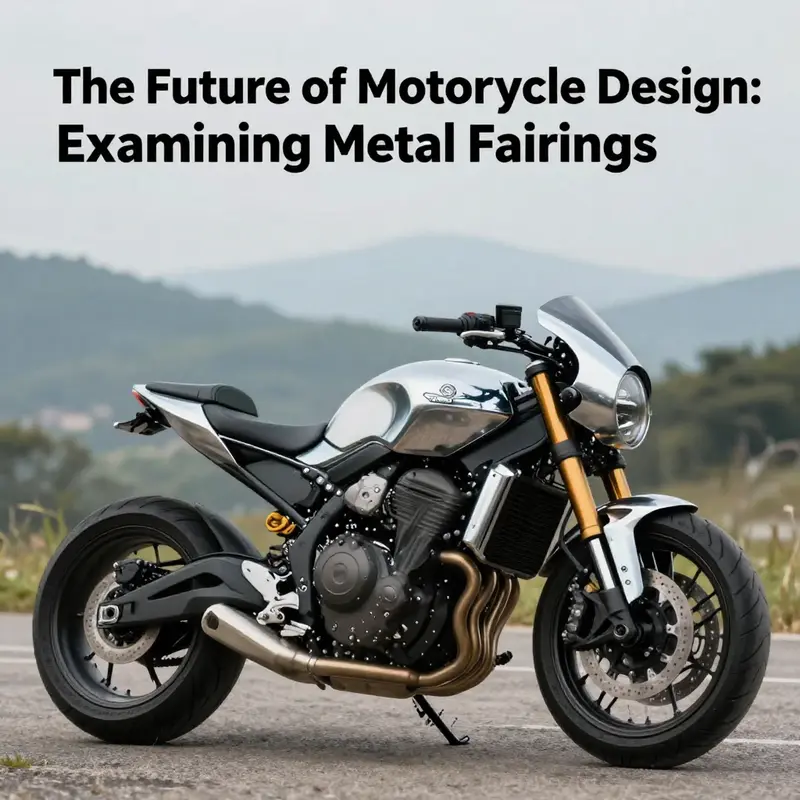 A custom motorcycle featuring an innovative metal fairing that highlights its aerodynamic design.