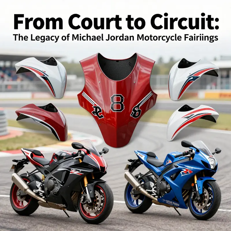A visual exploration of the evolving designs of Michael Jordan motorcycle fairings over the years.