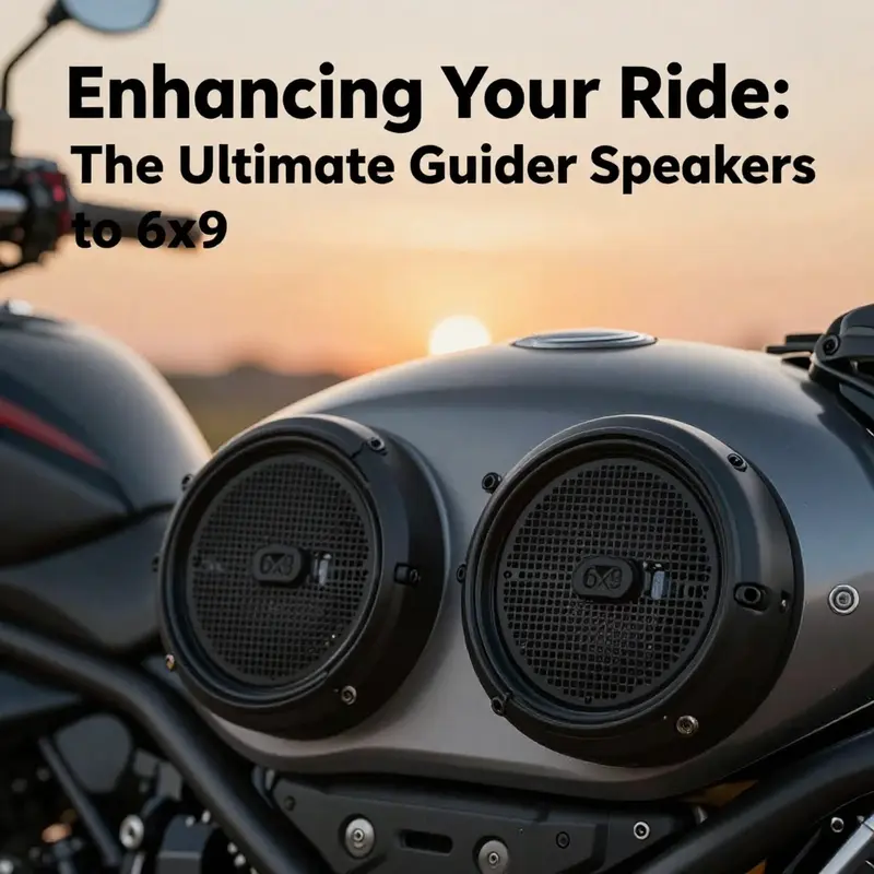 A motorcycle at sunset with 6x9 motorcycle fairing speakers, showcasing their design and audio capabilities.