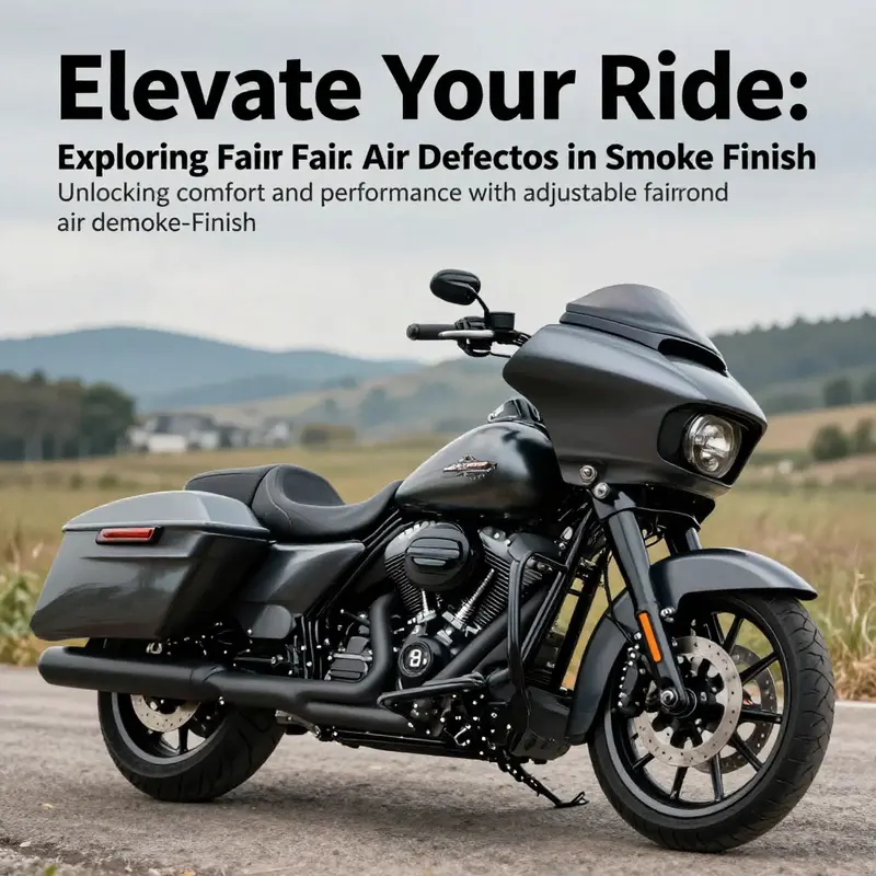 Motorcycle with sleek smoke finish air deflectors parked in a scenic landscape, showcasing its aesthetic appeal.