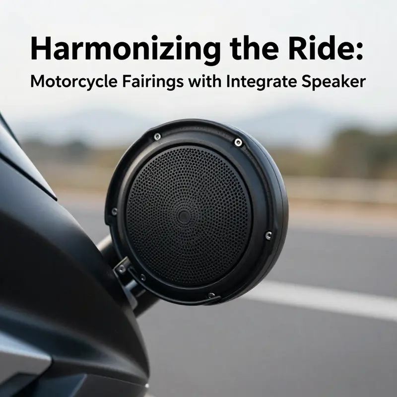 An aerodynamic motorcycle fairing featuring integrated speakers for an enhanced audio experience.
