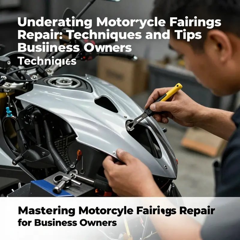 A mechanic demonstrating essential techniques for motorcycle fairings repair.