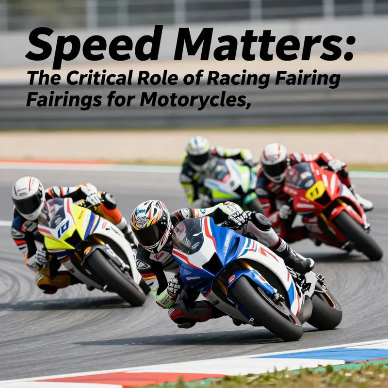 Motorcycles racing on a track equipped with vibrant racing fairings.