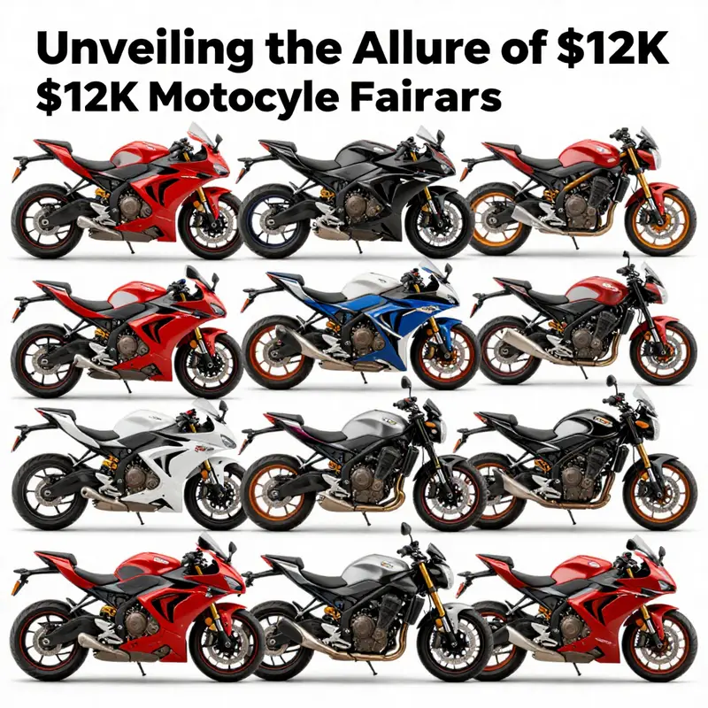 A colorful collage of different motorcycle fairings highlighting various designs and styles available in the motorcycle market.