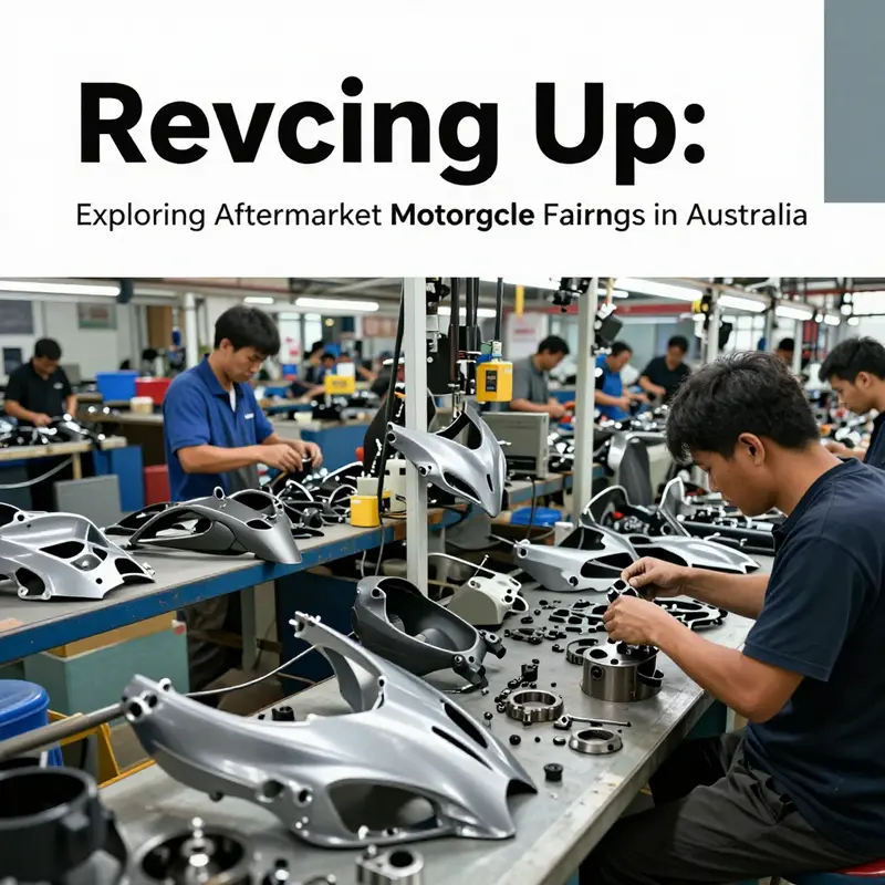 A high-tech factory in Guangzhou illustrating the manufacturing process of aftermarket motorcycle fairings.