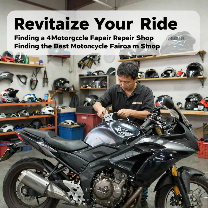A motorcycle repair shop where skilled mechanics address fairing repairs.