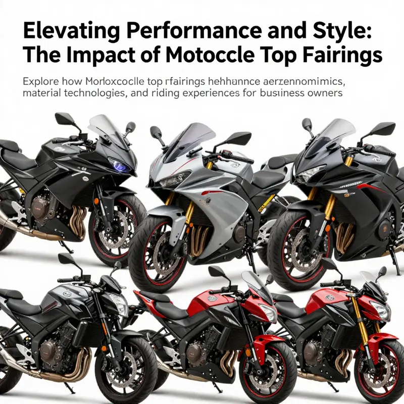 Montage of motorcycles with varying top fairing designs, illustrating performance benefits and aesthetic appeal.