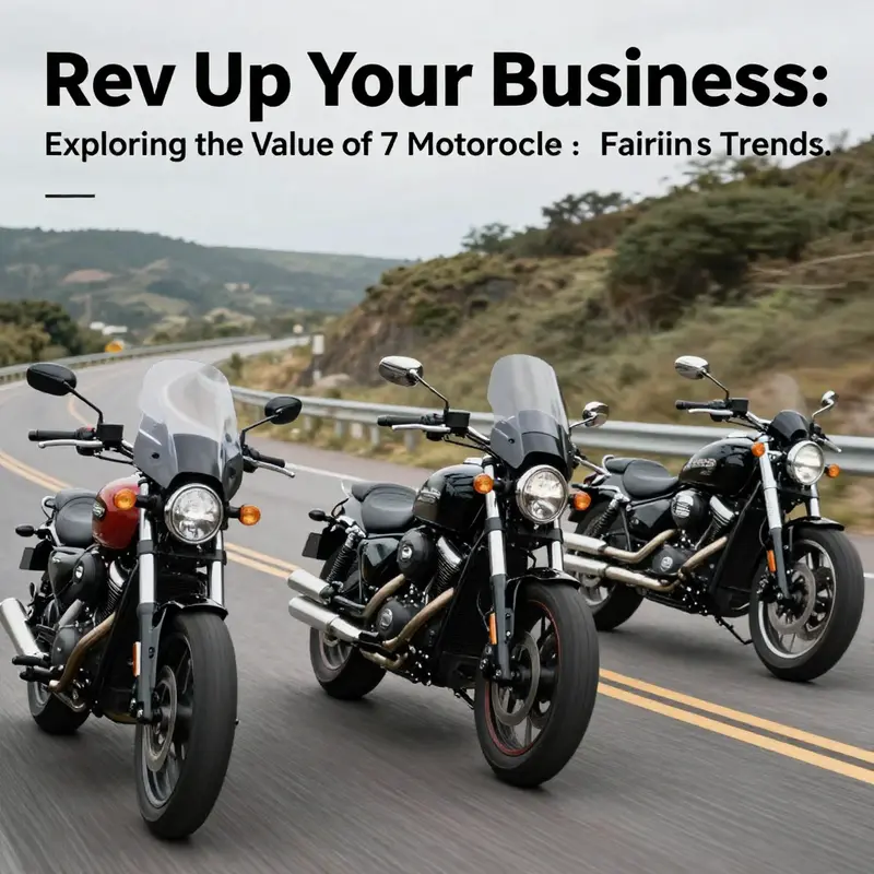 A fleet of motorcycles with 7-inch fairings driving on a scenic road.