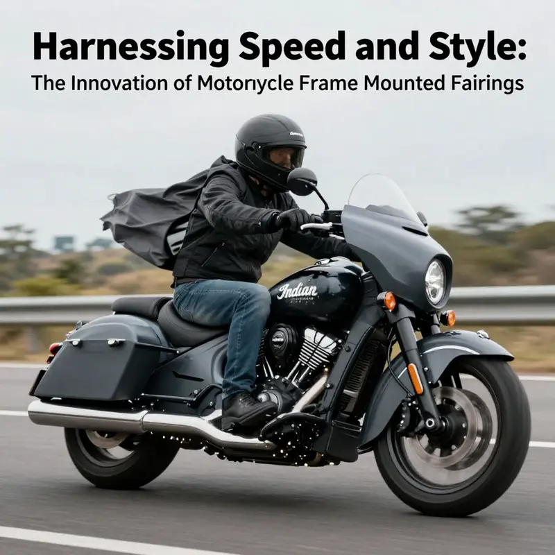 Sleek design of an Indian Motorcycle frame-mounted fairing highlighting aerodynamic features.