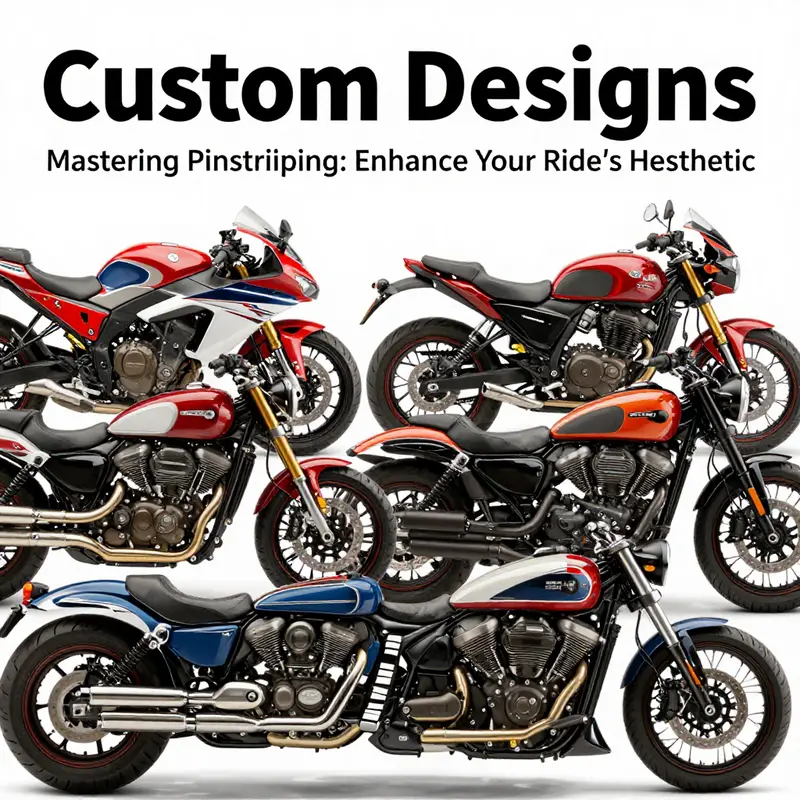 An artisan applying pinstripes methodically, reflecting the artistry involved in motorcycle customization.