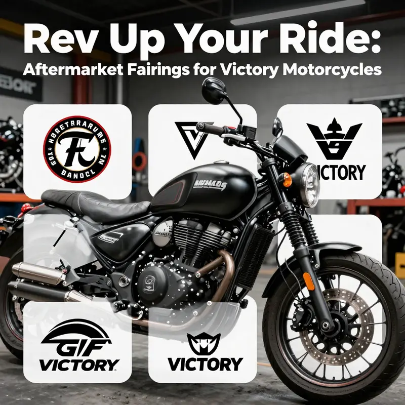 A variety of aftermarket fairings illustrating the customization potential for Victory motorcycles.