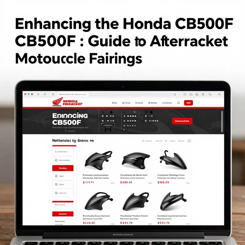 Various motorcycle fairings showcasing different materials relevant to the Honda CB500F.
