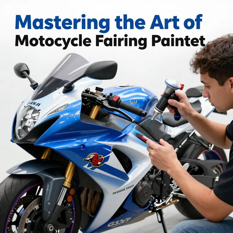 An expert motorcycle painter demonstrates precision in applying coatings to a delicate half fairing.