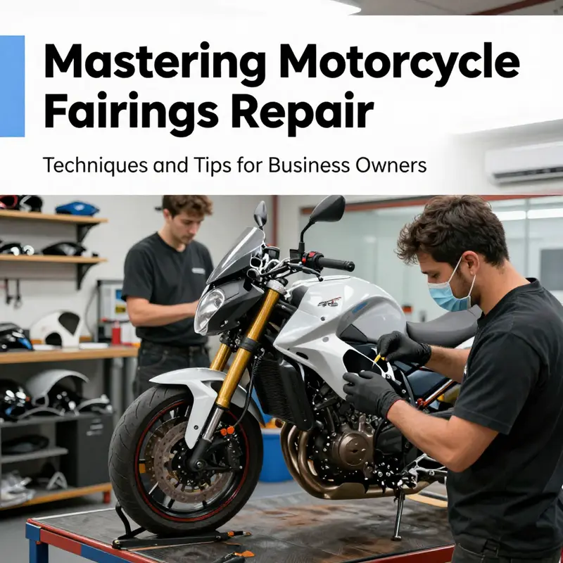 A mechanic demonstrating essential techniques for motorcycle fairings repair.