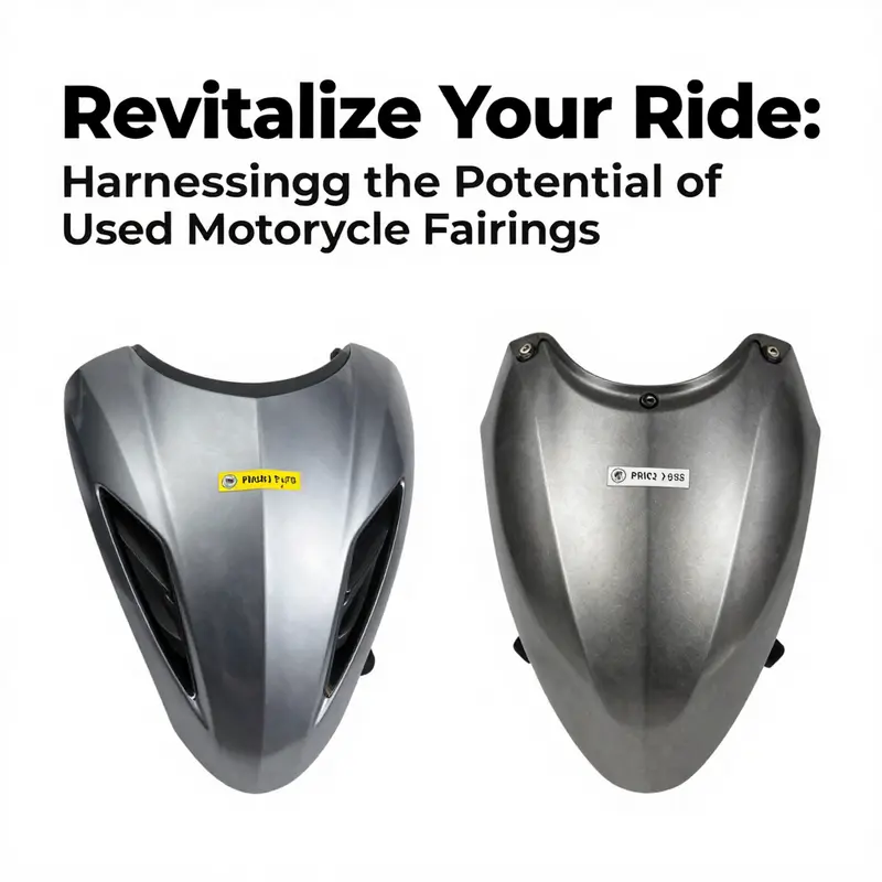 A vibrant selection of used motorcycle fairings available in an online marketplace.