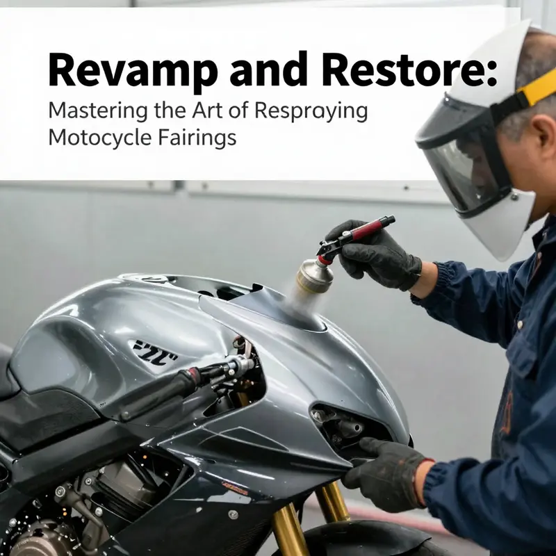 Preparation steps for respraying motorcycle fairings, including cleaning and sanding.