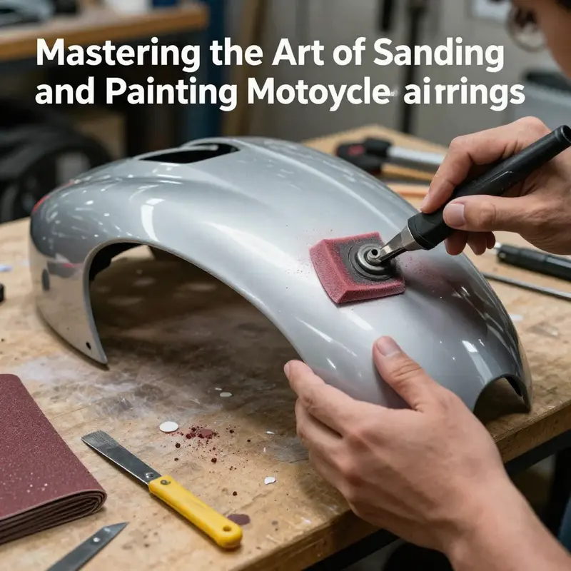 Meticulous sanding of motorcycle fairings ensures optimal paint adhesion.