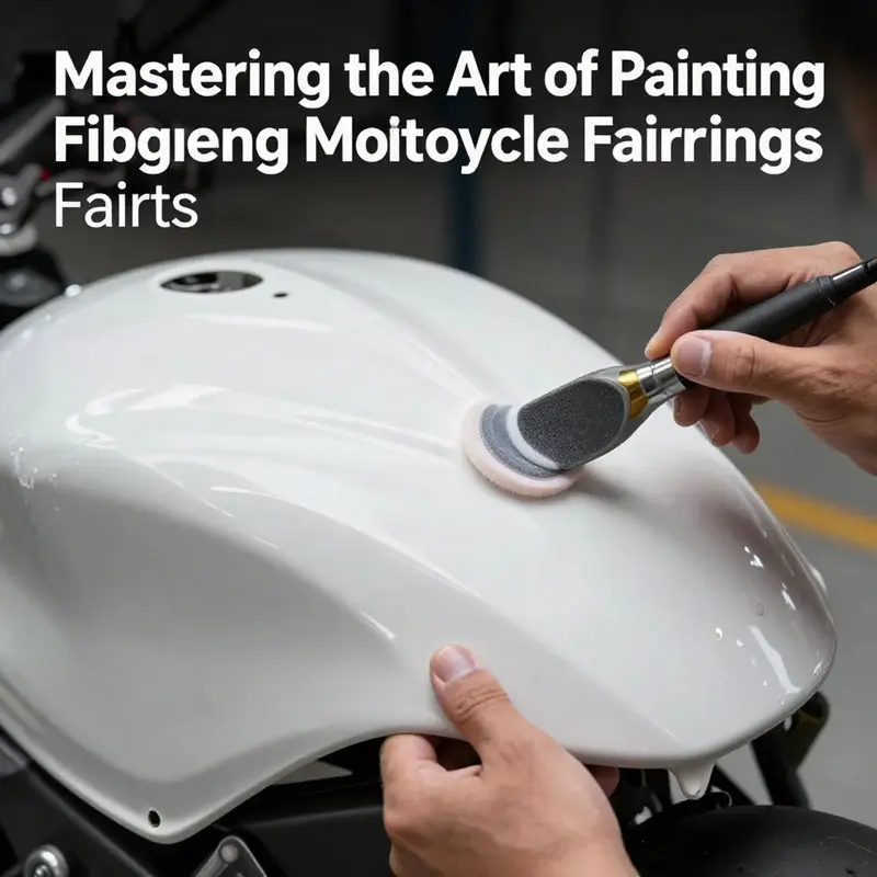 Preparation of fiberglass motorcycle fairing, including cleaning and sanding.